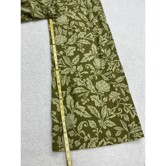 Anthropologie Pilcro Jumpsuit Linen Women Green Floral Smocked Boho Large NWT - Picture 6 of 13